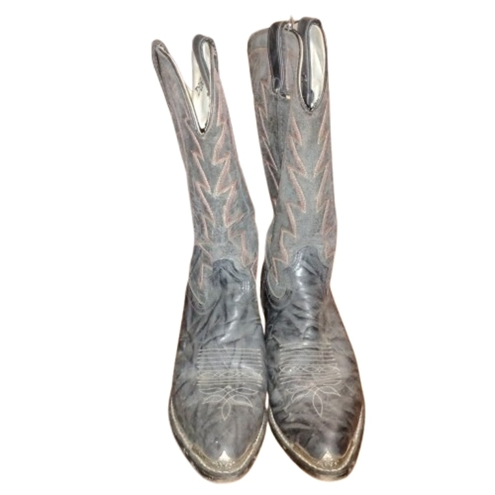 Durango Gray Leather Cowboy & Western Boots Metal Toe Sz 8.5 EE Made in USA